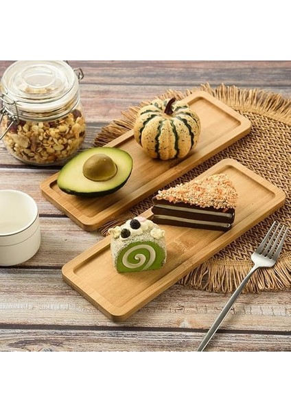 High-Tech Bambu Çay, Kahve Dikdörtgen Sunum Tepsisi, Dikdörtgen Dekoratif Ahşap Tepsi, Lavabo, Banyo Dekoratif Tepsisi, Aparatif Sunum Servis Tepsisi, 35 x 15 1,5 cm 1 Adet
