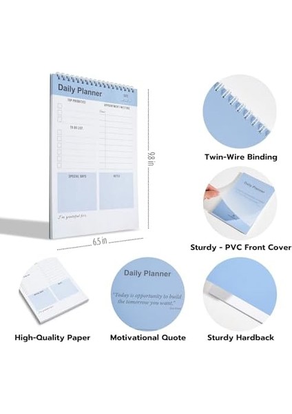 Planlayıcı Defter, Yapılacaklar Listesi Not Defteri, Spiral Defter, Kontrol Listesi, Iş Için Defterler, Kişisel Düzenleyici Not Defteri, Günlük Görev Defteri (Ingilizce) (Mavi)