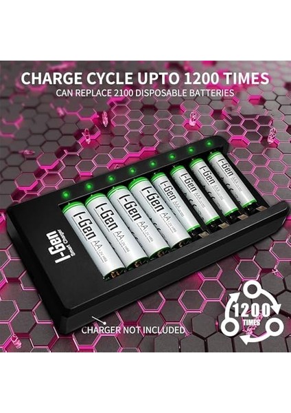G879 8'li Pil Şarj Aleti + 4 Adet Aa 2700 Mah + 4 Adet Aaa 900 Mah Şarjlı Kalem Pilli Set 1.2V Ni-Mh