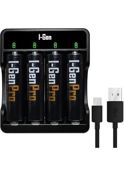 G429 4'lü Pil Şarj Aleti + 4 Adet Aa Pro 2950 Mah Şarjlı Kalem Pilli Set
