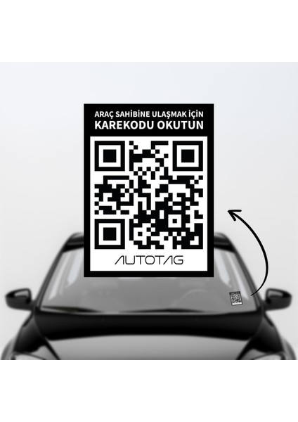 Qr Kodlu Akıllı Araç Etiketi - Karekod Numaratör - Içten Yapıştırmalı Cam Etiket