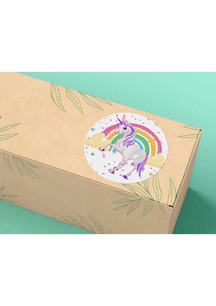 Sticker Gökkuşağı Rainbow Hero Kids Tek Boynuzlu At Çocuk Etiketi 4 cm - 40 Adet (Unicorn)