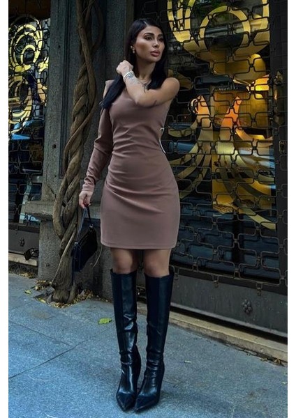 Adore Tek Kol Taş Detay Elbise 2684-8