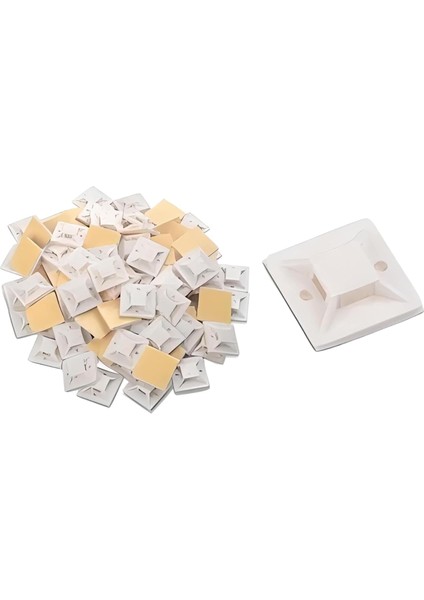 Çetsan Yapışkanlı Kroşe 28X28 MM-100 Adet Kablo Bağı Kroşesi Yapışkanlı