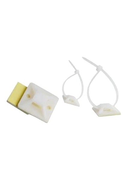 Çetsan Yapışkanlı Kroşe 28X28 MM-100 Adet Kablo Bağı Kroşesi Yapışkanlı