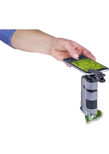 Mp-250 Microflip 100-250x Led Işıklı Cep Mikroskobu Akıllı Telefon Digiscoping Adaptör Klipsli, Gri