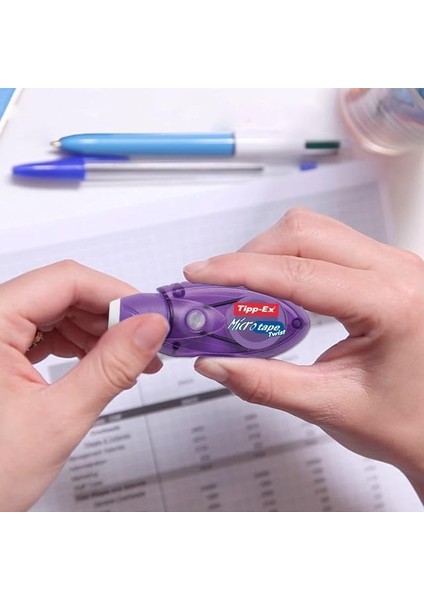Tipp-Ex Micro Tape Twist Düzeltme Rulosu, Koruyucu Kapaklı, 4 Renk, 8 M x 5 Mm, 10'lu Paket, Ofis, Ev Ofis Veya Okul Için Ideal