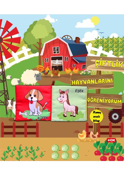 Çiftlik Hayvanları Kumaş Sessiz Kitap - Bez Kitap