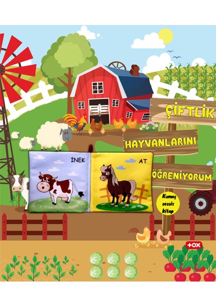 Çiftlik Hayvanları Kumaş Sessiz Kitap - Bez Kitap