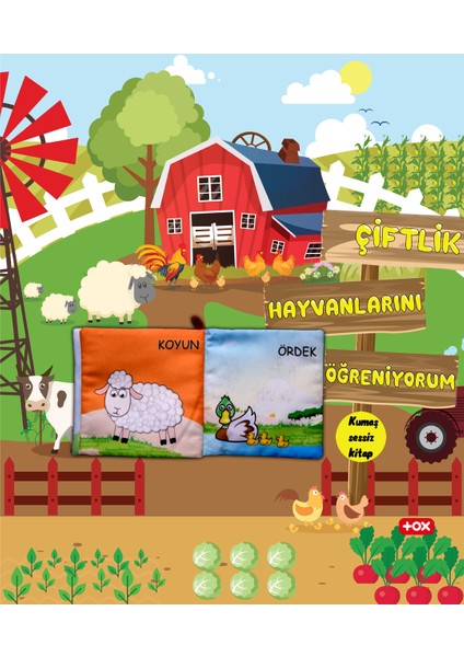 Çiftlik Hayvanları Kumaş Sessiz Kitap - Bez Kitap