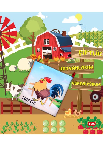 Çiftlik Hayvanları Kumaş Sessiz Kitap - Bez Kitap