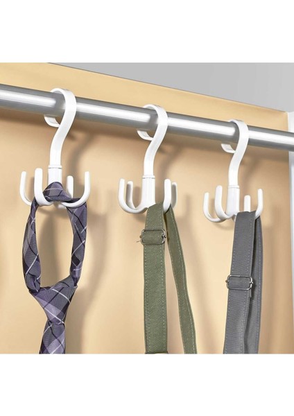 2 Adet Pratik 4 Askılı 360 Derece Hareketli Dolap Içi Aksesuar Askısı Mutfak Banyo Askısı