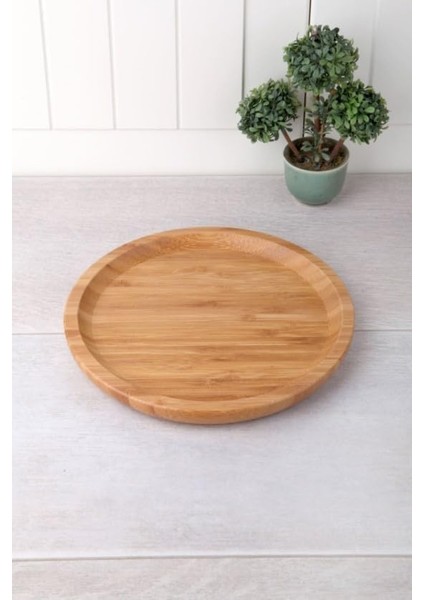 Bambu Lüx Yuvarlak Servis 20 * 20CM, Bambu Sunumluk & Çerezlik Yuvarlak Sunum Tabağı, Bambu Yuvarlak Sunum Tabağı