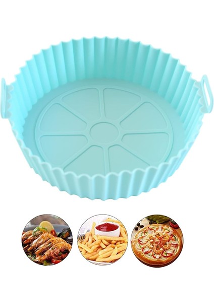 Hava Fritöz Silikon Tencere, 6.8 Inç Yapışmaz Silikon Hava Fritöz Gömlekleri, Yeniden Kullanılabilir Yedek Silikon Sepet, Yuvarlak Hava Fritöz Fırın Aksesuarları, Isıya Dayanıklı Eşit Isıtmalı Kolay