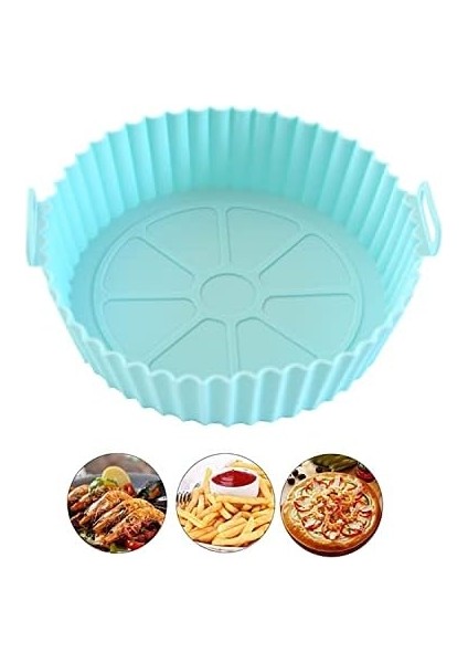Hava Fritöz Silikon Tencere, 6.8 Inç Yapışmaz Silikon Hava Fritöz Gömlekleri, Yeniden Kullanılabilir Yedek Silikon Sepet, Yuvarlak Hava Fritöz Fırın Aksesuarları, Isıya Dayanıklı Eşit Isıtmalı Kolay