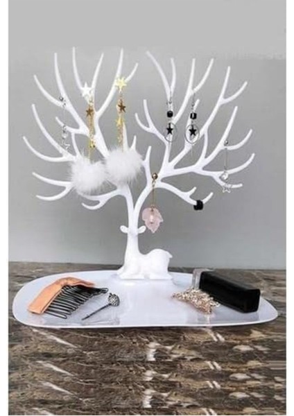 Çağur Trend Geyik Tasarımlı Takı Askısı Yüzük Kolye Küpe Standı Mücevher Organizeri Beya