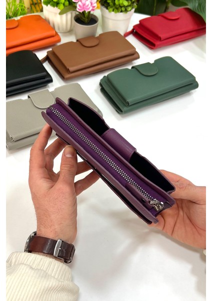 Unisex Mürdüm Zurich Hakiki Deri Telefon Bölmeli Cüzdan fiyatları