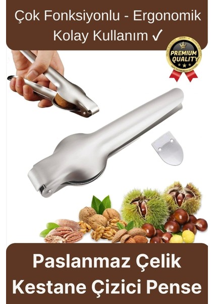 Çok Fonksiyonlu Ergonomik Kaymaz Paslanmaz Çelik Kabuk Kırma Açma Aleti Metal Kestane Çizici Pense