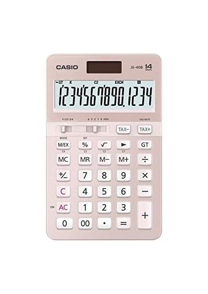 JS-40B-PK Pembe Profesyonel 14 Hane Masa Üstü Hesap Makinesi