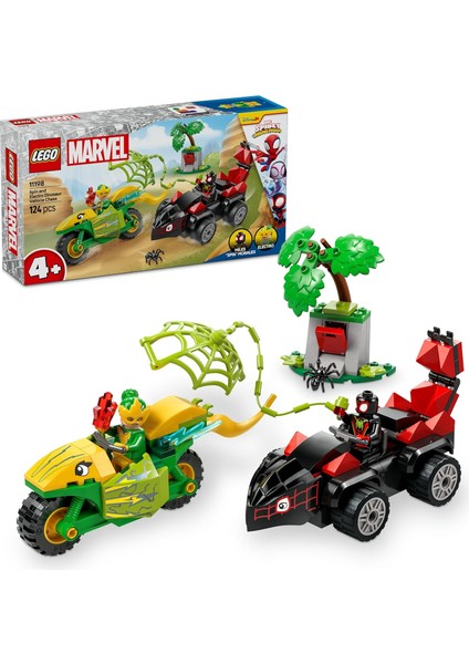 Marvel Spidey ve Inanılmaz Arkadaşları Spin ve Electro Dinozor Aracı Takibi 11198-4 Yaş ve Üzeri Erkek ve Kız Çocuklar Için Yaratıcı Oyuncak Yapım Seti (124 Parça)