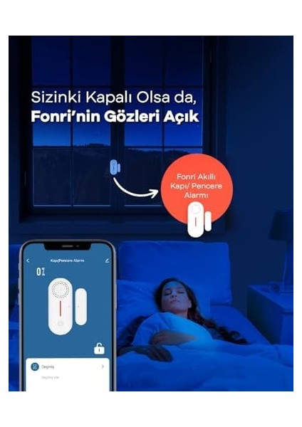 Akıllı Kablosuz Kapı Pencere Alarmı, Mobil Bildirim, Wifi, Uzaktan Takip, 2 Yıl Garantili ve Tuya Destekli (1)
