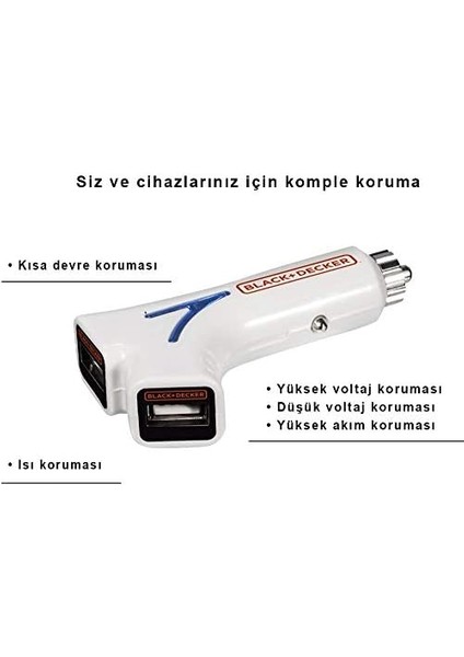 PIUSB2BE 3.1 Amper Çift Çıkışlı USB Araç Şarj Cihazı
