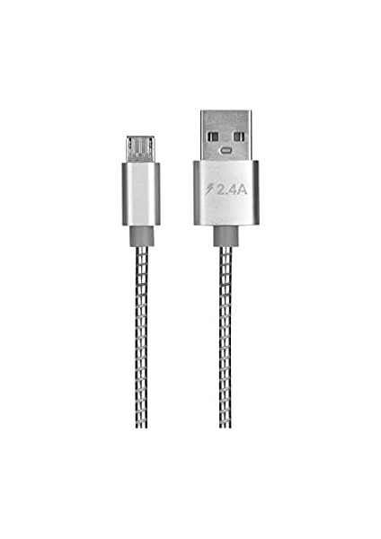HY-X62 3.4A Hızlı Şarj Micro USB Kablolu 2 USB Metal Araç Şarj Cihazı, Gümüş