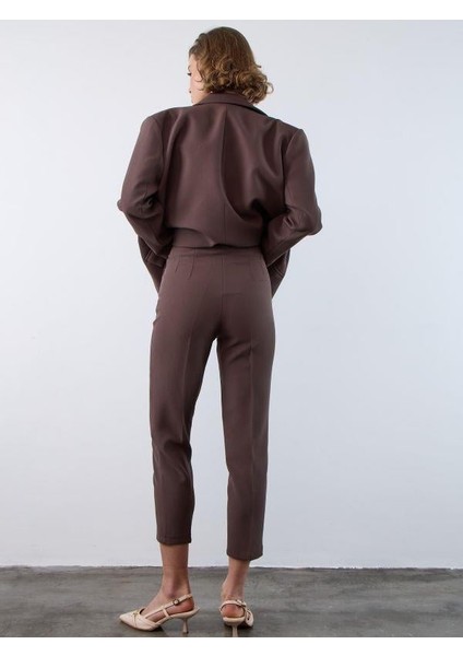 50109 Pensli Havuç Pantolon Kahve modelleri