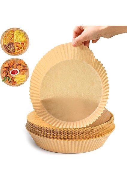 Airfryer Pişirme Kağıdı, 50 Adet, Yuvarlak, Fırın Tepsisi, Yanmaz, Yapışmaz, Gıda Parşömeni, Sıcak Hava Fritözü Aksesuarı,