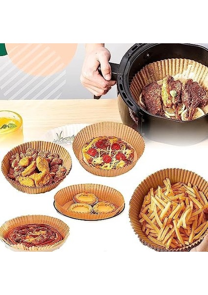 Airfryer Pişirme Kağıdı, 50 Adet, Yuvarlak, Fırın Tepsisi, Yanmaz, Yapışmaz, Gıda Parşömeni, Sıcak Hava Fritözü Aksesuarı,