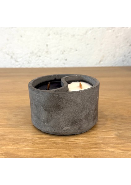 Yin Yang / Siyah Beyaz Ahşap Fitilli Beton Mum fiyatları