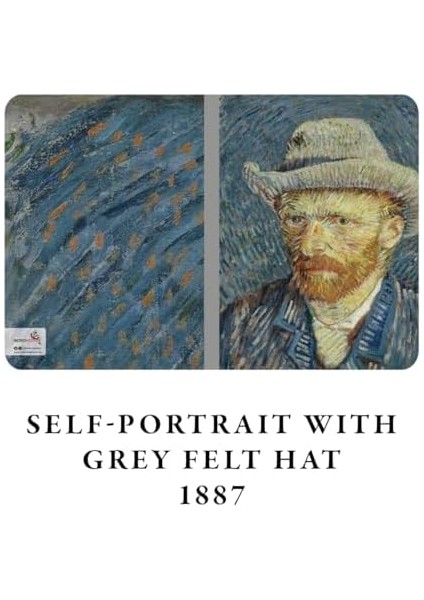 Self-Portrait Series I - A6, Van Gogh 4'lü Defter Seti Iv, Çizgisiz, Toplam 192 Sayfa, Her Biri 48 Sayfa, Tel Dikiş, Esnek Kapak, Oval Kenar, Tuval Doku, 60 Gram, Sarı Krem Renk