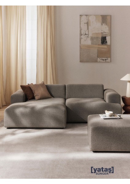 Most Mollista 2 Modül Sağ Köşe Koltuk 10 Kahverengi Keten Kumaş Yataş Sünger (Evinize Teslim)