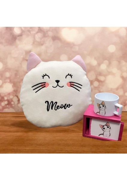 Kedi Polar Yastık & Kedi Kupa Arkadaşa Hediye