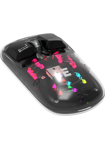 SM-BT89 Opal Şarj Edilebilir Sessiz Siyah Transparan Rgb 2in1 2bt ve 2.4ghz Kablosuz Mouse