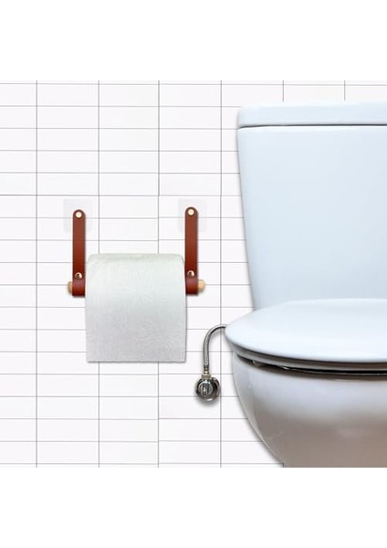 Yapışkanlı Ahşap & Deri Tuvalet Kağıtlığı | Banyo Kağıt Havluluk, Havlu Peçetelik | Wc Kağıtlık, Dolap Altı Kağıt Havlu Askısı (Siyah & Kahve, 2' Li Set [kağıt Havluluk & Tuvalet Kağıtlığı])