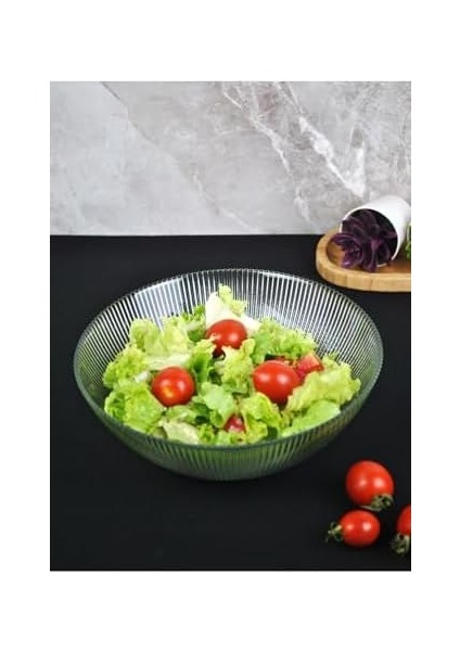 Cam Salata Tabağı Sunum Cips Tabak 22 cm Servis Kasesi Vrgs- 1 Adet