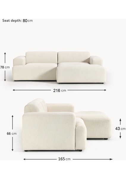 Most Mollista 2 Modül Sağ Köşe Koltuk 01 Kırık Beyaz Keten Kumaş Yataş Sünger (Evinize Teslim)