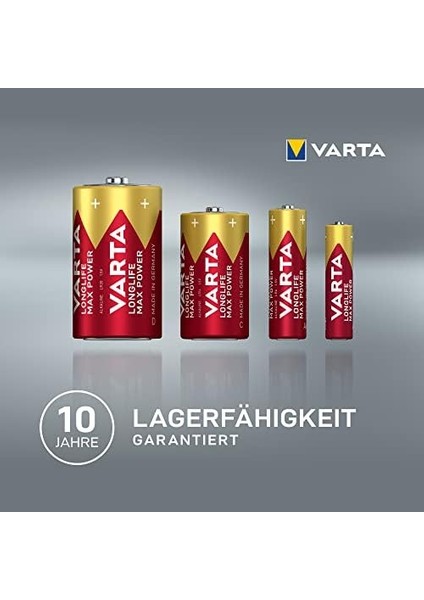 Longlife Max Power Aaa Ince Kalem LR03 Pil (8'li Paket) Yüksek Performanslı Alkalin Piller - Almanya'da Üretilmiştir -