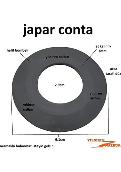 Adet Japar Rezervuar Iç Takım Kapama Contası 6.5cm Bombeli Model Boşaltma Conta