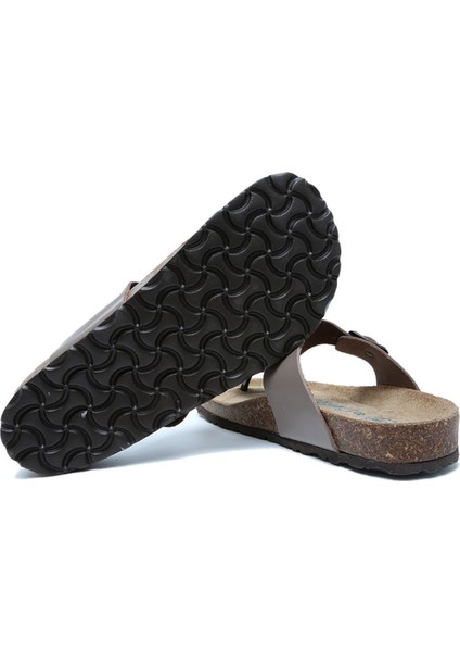 K8871DK Kifidis Soft Step Kadın Parmak Arası Deri Mantar Terlik 36-41 Koyu Vizon Deri