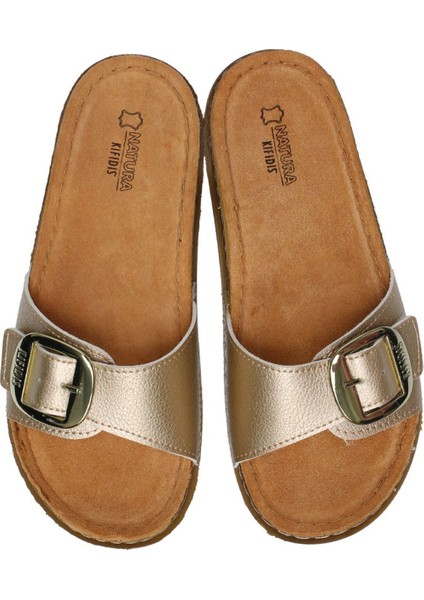 SIB213610 Kifidis-Natura Kadın Anatomik Deri Terlik 36-41 Altın/gold fiyatları