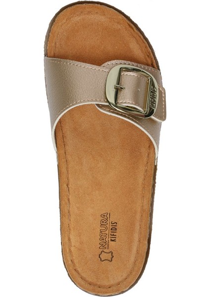 SIB213610 Kifidis-Natura Kadın Anatomik Deri Terlik 36-41 Altın/gold modelleri
