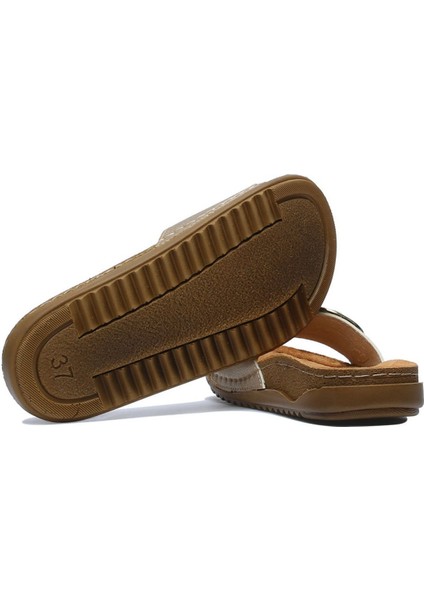 SIB213610 Kifidis-Natura Kadın Anatomik Deri Terlik 36-41 Altın/gold fırsatları