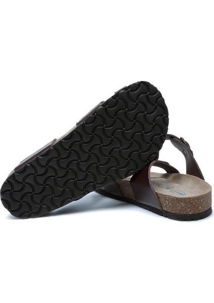K10261DK Kifidis Soft Step Kadın Deri Mantar Terlik 36-41 Koyu Kahve Deri
