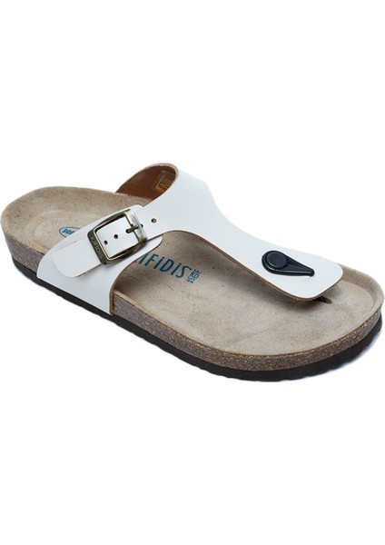 K8871DK Kifidis Soft Step Kadın Parmak Arası Deri Mantar Terlik 36-41 Kırık Beyaz Deri fiyatları
