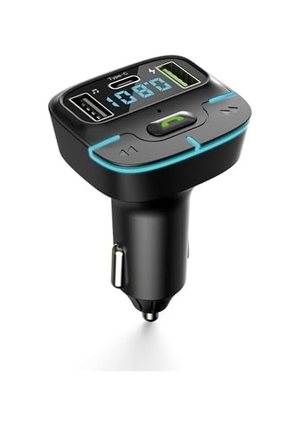 F9 Araç Fm Transmitter 5.3 Bluetooth Araç Kiti USB Type-C Hızlı Şarj Çıkışlı Çakmaklık Girişli (F9)