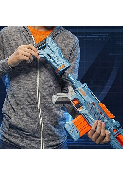 Elite 2.0 Echo Cs-10 Blaster - 24 Resmi Dart, 10 Dart Klipsi, Çıkarılabilir Stok ve Barrel Uzatma, 5 Taktik Ray