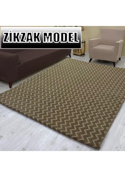 Zikzak Model Kumaştan Welsoft Lastikli Halı Örtüsü