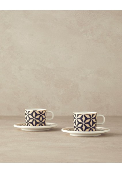 Home Modern Sense Bone Porselen 4 Parça 2 Kişilik Kahve Fincan Takımı Siyah